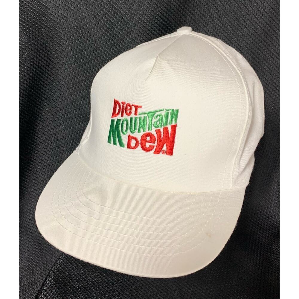Vintage White Diet Mountain Dew Hat SnapBack Stylemaster Cap Made In USA Mt. Dew